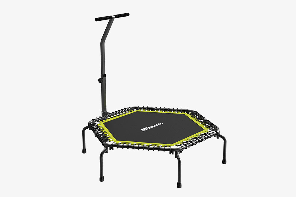 MDBuddy Fitness Trampoline with Adjustable Handrail