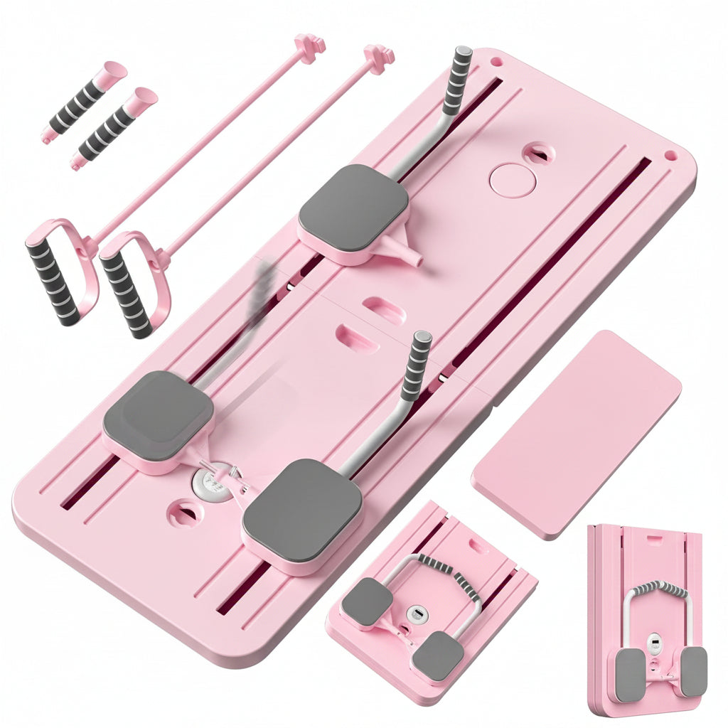 Pink and gray grooming tool set on a white background