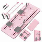 Pink and gray grooming tool set on a white background
