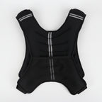 Black vest with measurement labels on a white background