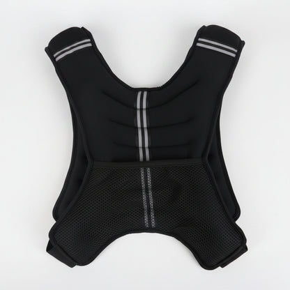 Black vest with measurement labels on a white background