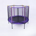 Purple trampoline with safety net on a white background