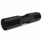 Black foam roller on a white background