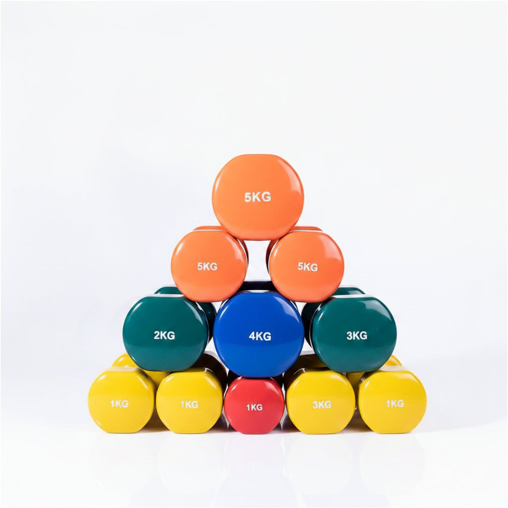 Set of colorful dumbbells 