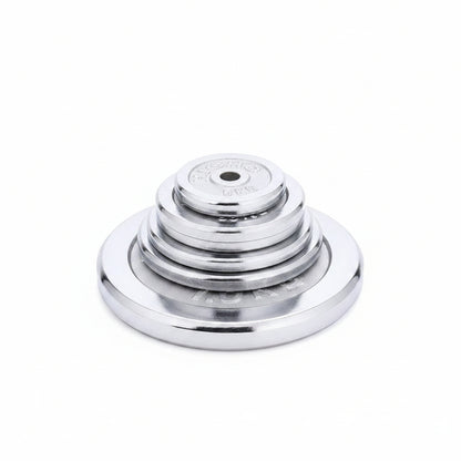 Set of four silver weight plates with 'HIGH Q' branding on a white background