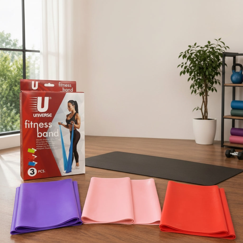 Fitness Band 3-Piece Set – أشرطة مقاومة للتمدد واليوغا