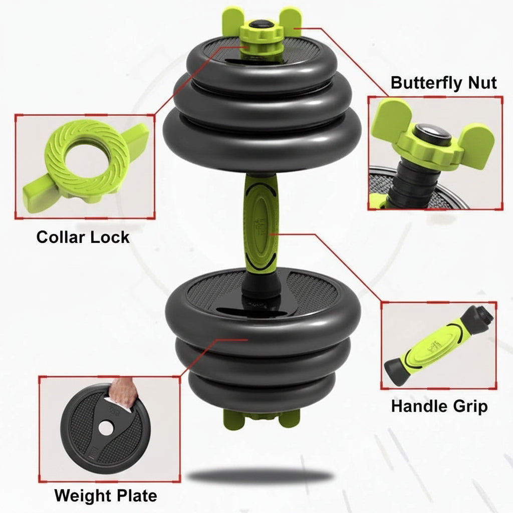 adjustable dumbbell and barbell set / طقم بار وكتيلبيل