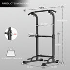【LOW CEILING & SPACE-SAVING DESIGN】 – Adjustable height (65"–82.7") and a compact 6.6 sq. ft. footprint make this power tower ideal for apartments, bedrooms, basements, garages and other home gyms with limited space.
