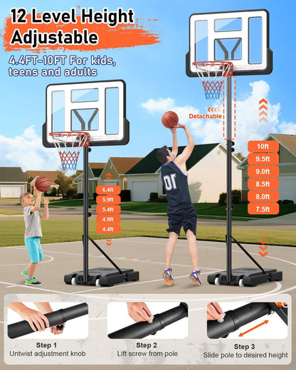 Portable Basketball Hoop Stand – Adjustable 4.4–10 ft | حامل كرة سلة متنقل قابل للتعديل