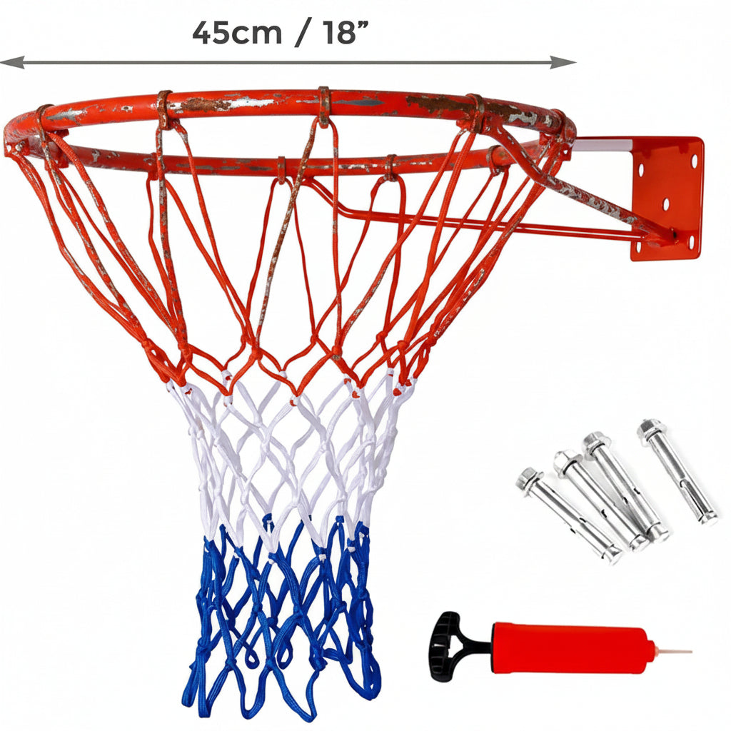 حلقة سله مع شبك - Basketball Hoop Wall with Net and Fixtures