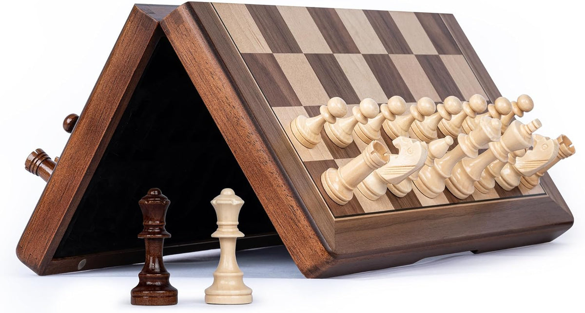 شطرنج 2 في 1 -  Wooden Folding Chess