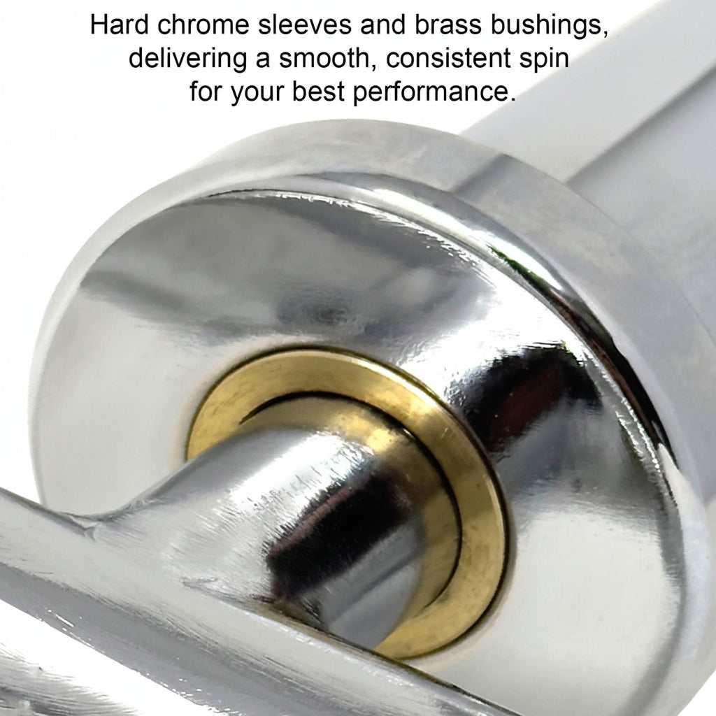 Close-up of a metallic component with hard chrome sleeves 