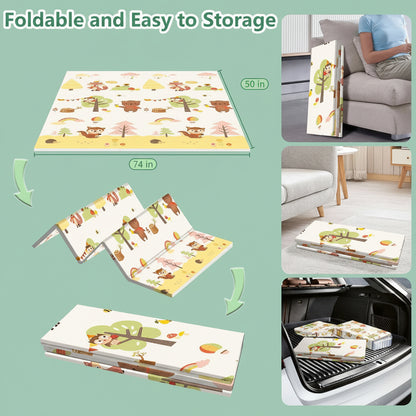 The baby play mat for floor is made of high density XPE foam material, which is soft and protecte your baby's sensitive skin from hard floor.
