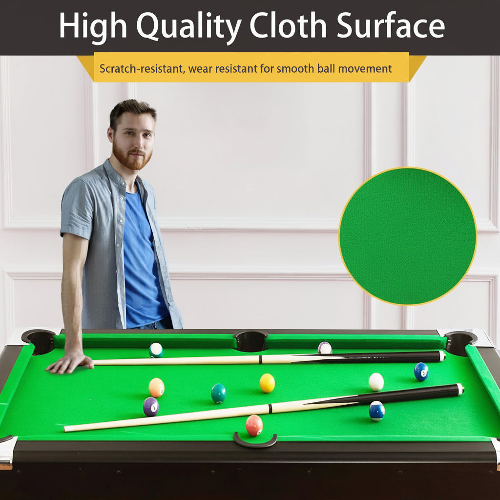 Space-Saving Foldable & Portable Design: This billiard table features a sturdy, foldable wrought iron leg frame that allows you to collapse and store it in minutes. Its portable and foldable design makes it perfect for saving space in game rooms, apartments, or garages, and easy to move or transport as needed
