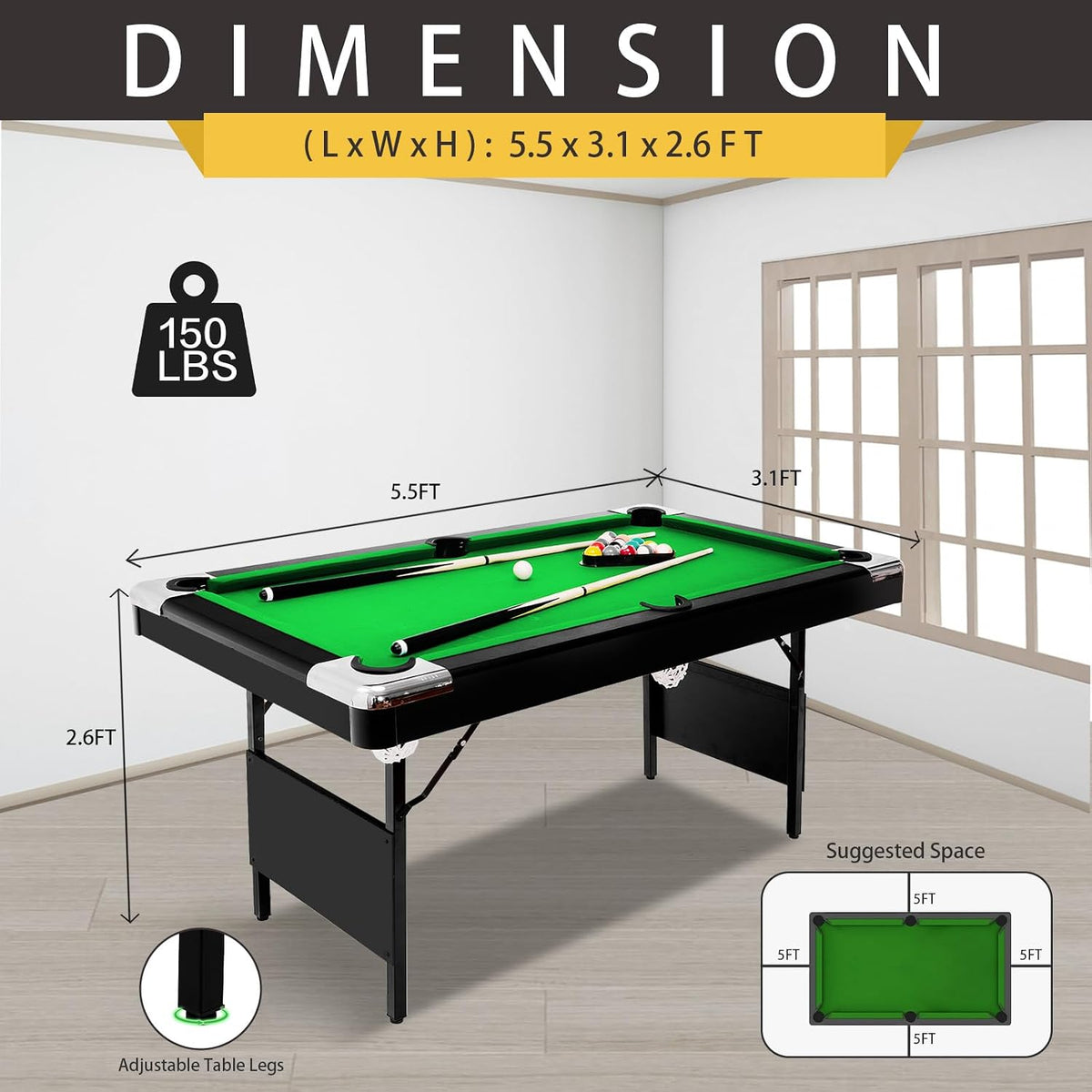 Billiard wood table 7ft - طاولة بلياردو خشب ٧قدم