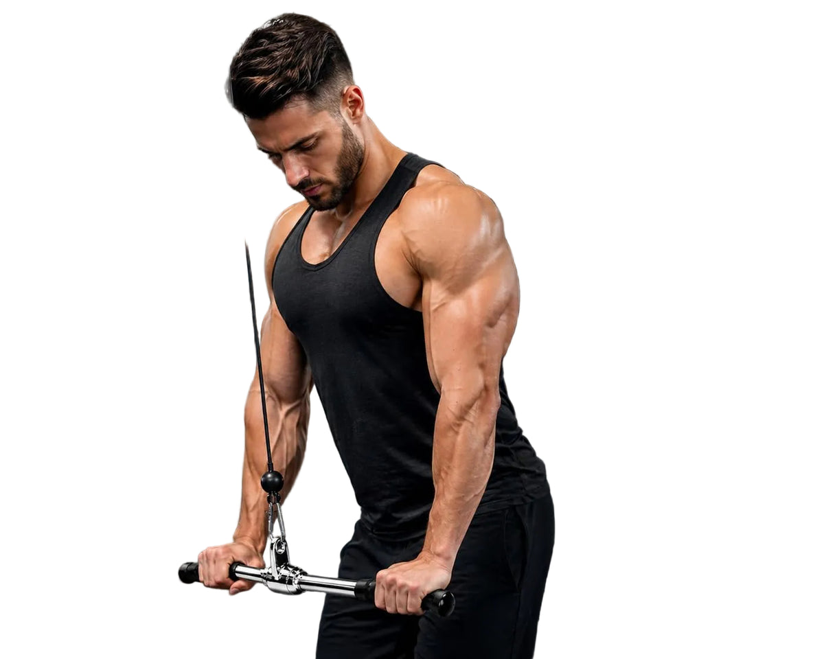 Straight Bar Cable Attachment for Gym, Heavy Duty Chrome Steel LAT Pulldown Bar with Non Slip Rubber Grip for Triceps, Biceps, Back Workout & Strength Training
