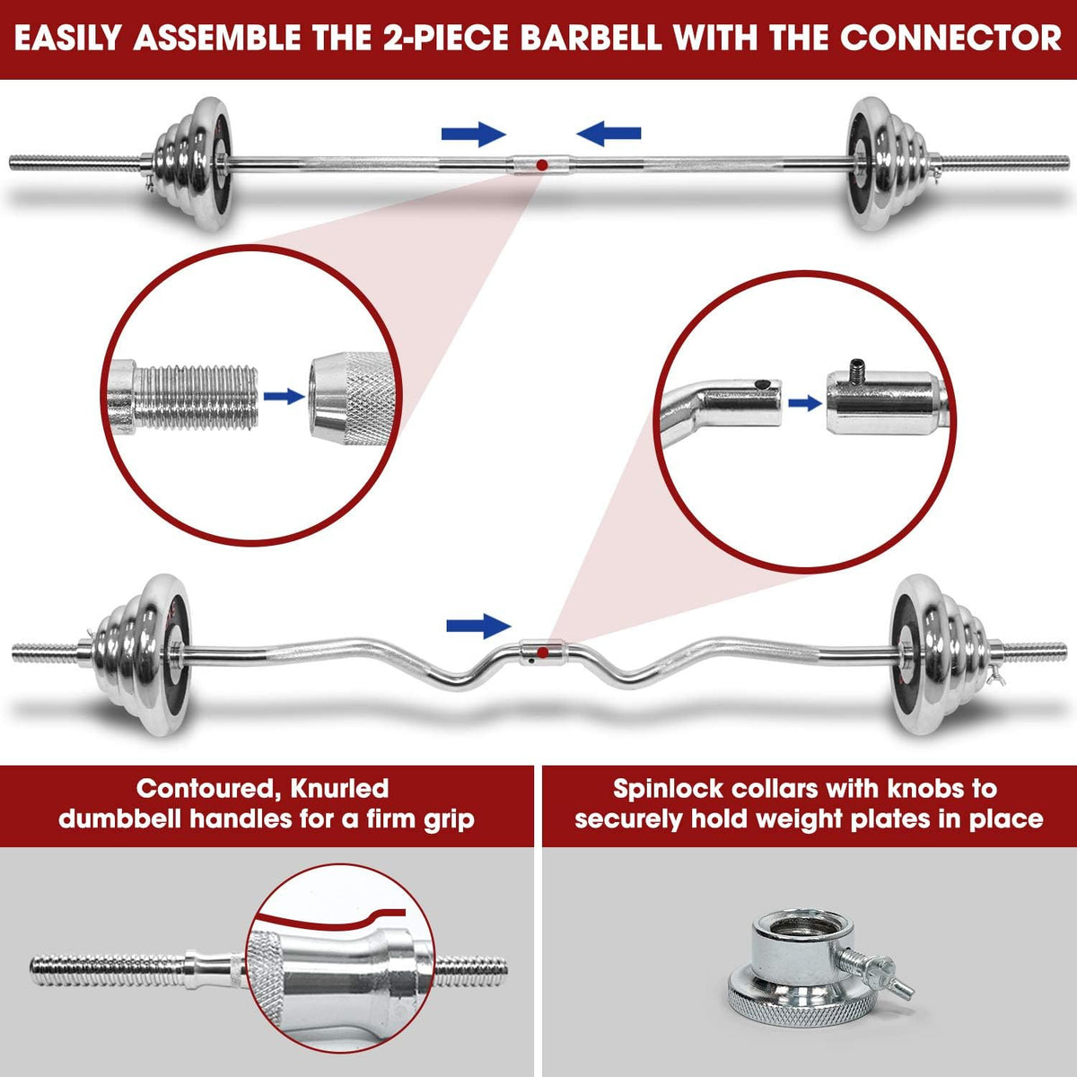 55KG Complete Barbell & Dumbbell Weight Set
