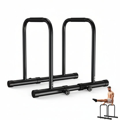 COMFORTABLE GRIP This dip station features padded armrests for a secure grip and absorbs sweat and water so you can focus on your workout without distraction. The non-slip handles protect your wrists and are equipped with our premium dip bar to improve your grip and ensure your hands stay firm even during intense workouts!
