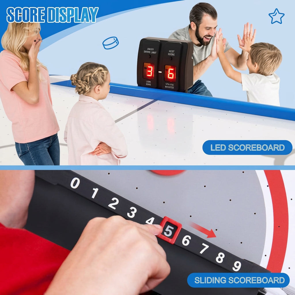  the air hockey table will be fun and provide an authentic game atmosphere. It also comes with foot caps, adjustable foot levers and crossbar leg supports.