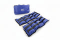 Blue weight pads with black straps and '3KG' 