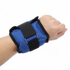 Blue wrist support brace with black straps 
