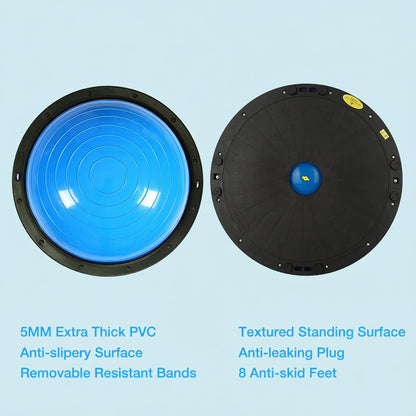MULTI-FUNCTION: This training ball has two removable resistance bands to better train your arms, shoulders, back and abs core . Perfect for push-ups, sit-ups, jump squats, pilates and more. This yoga ball will help release your back pain, improve your flexibility and strengthen your core.