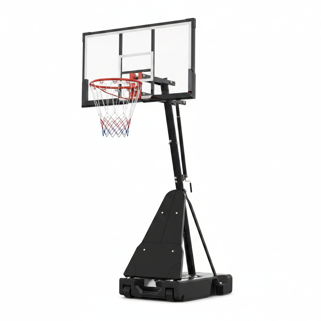 Basketball hoop with a transparent backboard on a white background