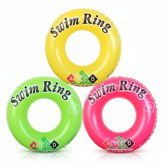 Inflatable Swimming Ring, Classic Pool Float Tube for Kids & Adults, Durable Summer Water Toy for Pool Parties, Beach, and Lakes 90 cm (Multi Colour)
