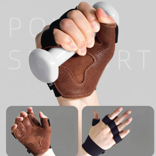 Brown fitness glove with black straps 