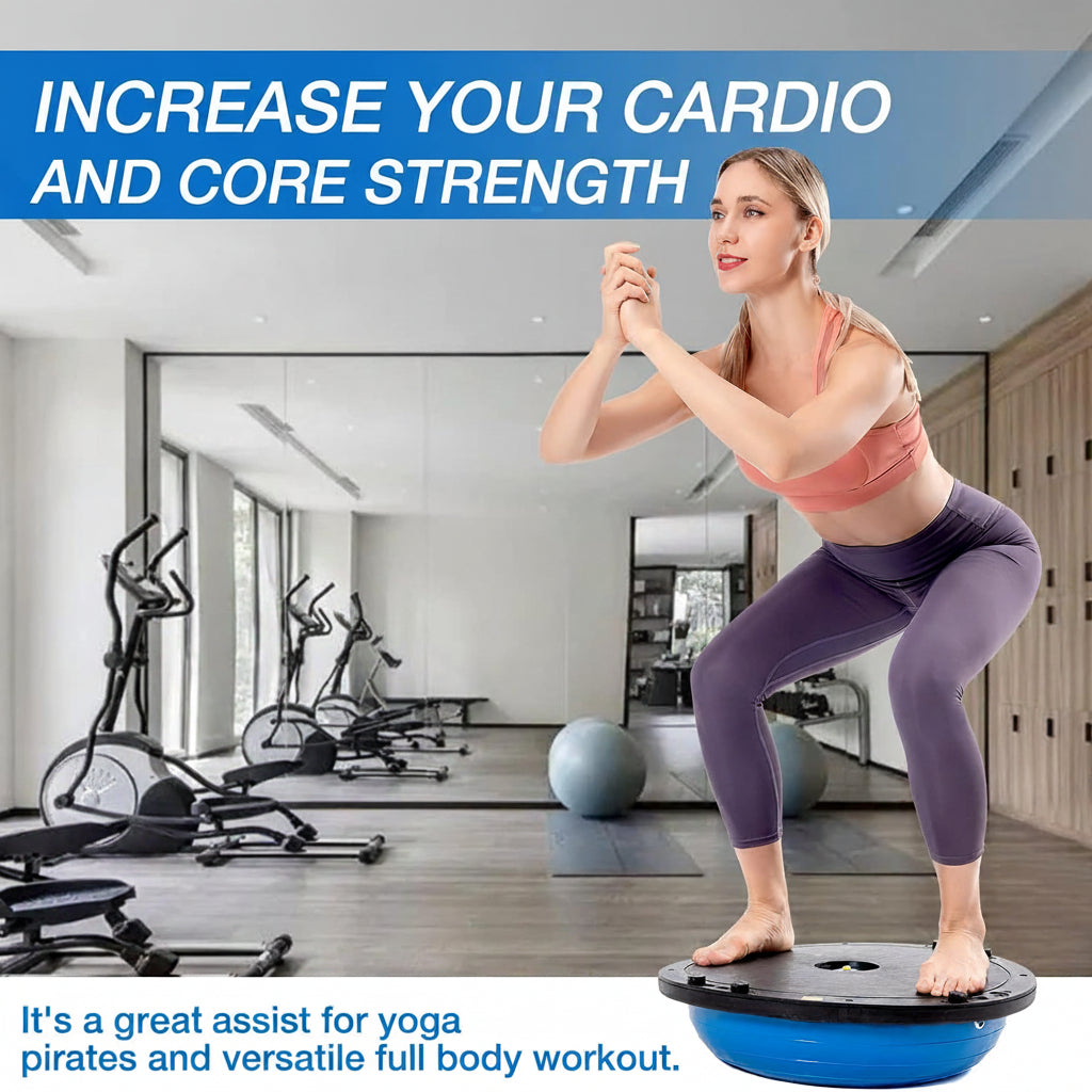 Half Balance Ball Trainer, Half Yoga Exercise Ball with Resistance Bands and Foot Pump, Balance Trainer for Stability