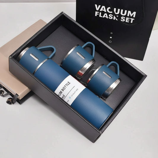 Vacuum Flask Set with 2 Cups - 500 ml Capacity, Stylish Design to Keep Heat 