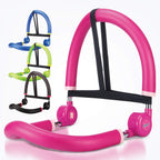Pink and black abdominal exercise trampoline with dual handles and weight plates,