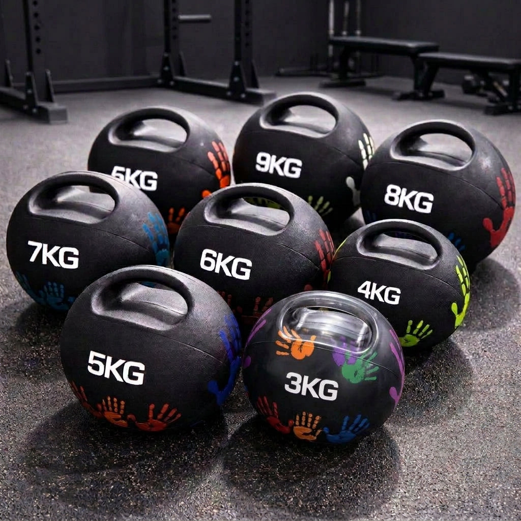🏀Weighted medicine ball for upper, lower, and full body exercises Includes medicine ball made of sturdy, firm rubber in yellow and black