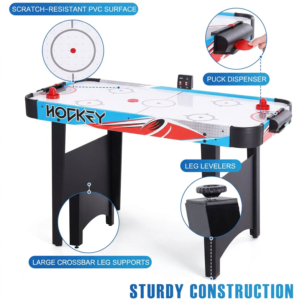 The engineered wood construction with reinforced end supports ensures that the table remains stable and sturdy, allowing for a fully balanced playing surface that guarantees a level playing field.