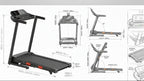 Fanpo treadmill with customization options and features listed on a gray background