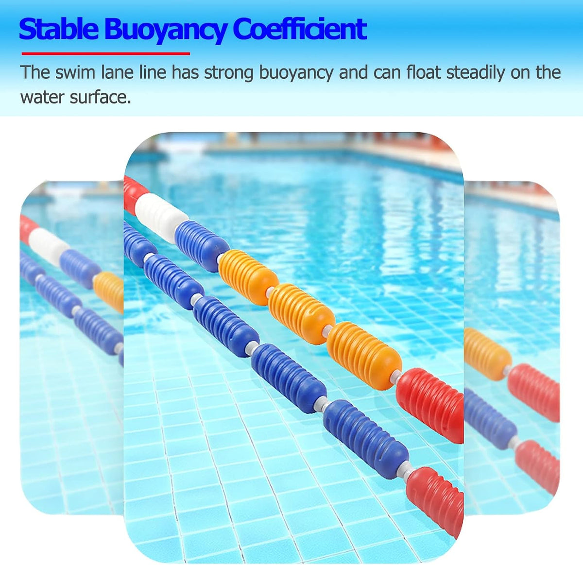 【Polyethylene Floats + Nylon Rope + Stainless Steel Hooks】: Made of high quality nylon and PE material, strong buoyancy, wear-resistant and anti-UV, no fading, and can be used for a long time. Fixed with stainless steel hooks safety float lines, very stable.

