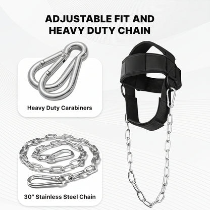Heavy-duty chain with carabiners and a harness on a white background