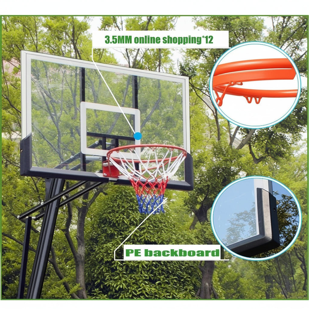 Basketball hoop with backboard for outdoor