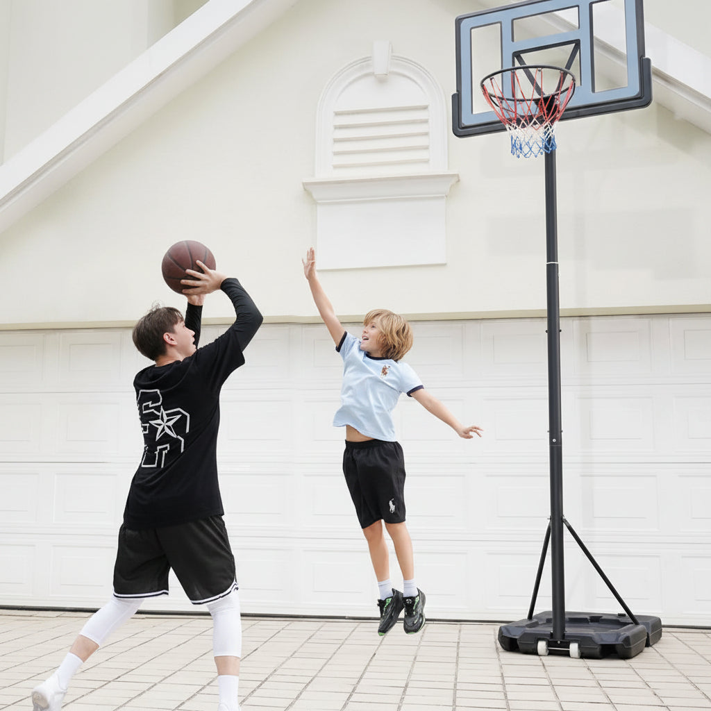 Portable Basketball Hoop System Adjustable: 4.4-10 ft Basketball Goal System with Wheels and Shatterproof Backboard and Large Base for Adults Kids Outdoor...

