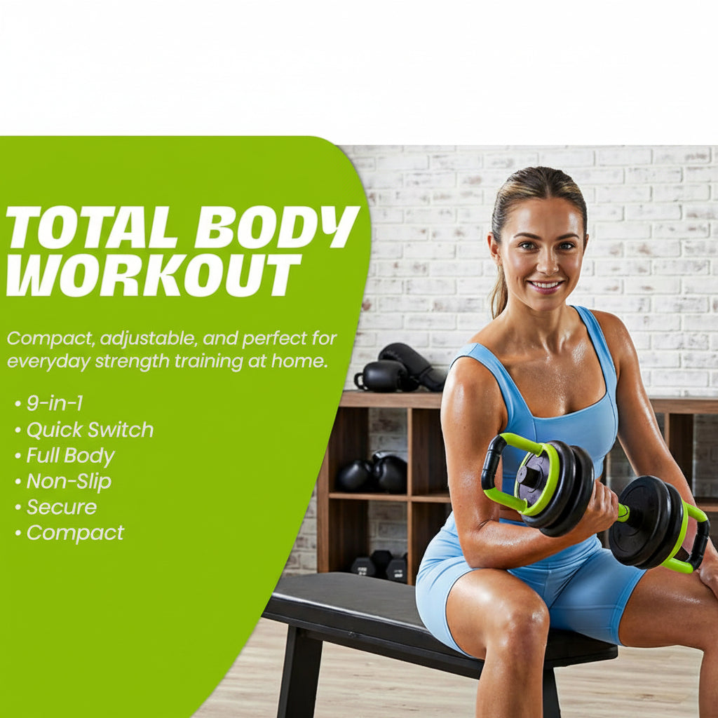 adjustable dumbbell and barbell set / طقم بار وكتيلبيل