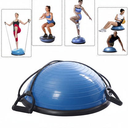 Blue exercise ball with handles 