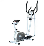 A silver and black elliptical trainer exercise bike with a digital display screen and adjustable seat/brothersshop