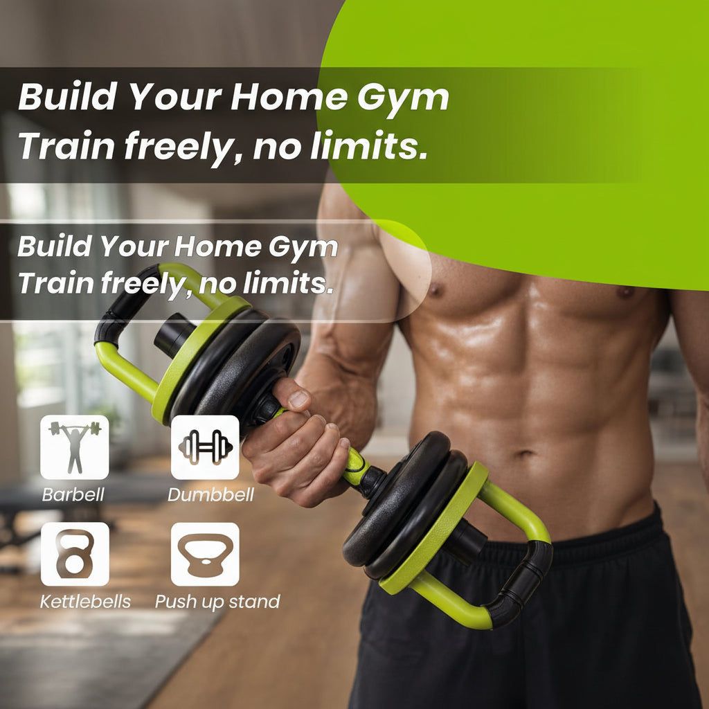 adjustable dumbbell and barbell set / طقم بار وكتيلبيل