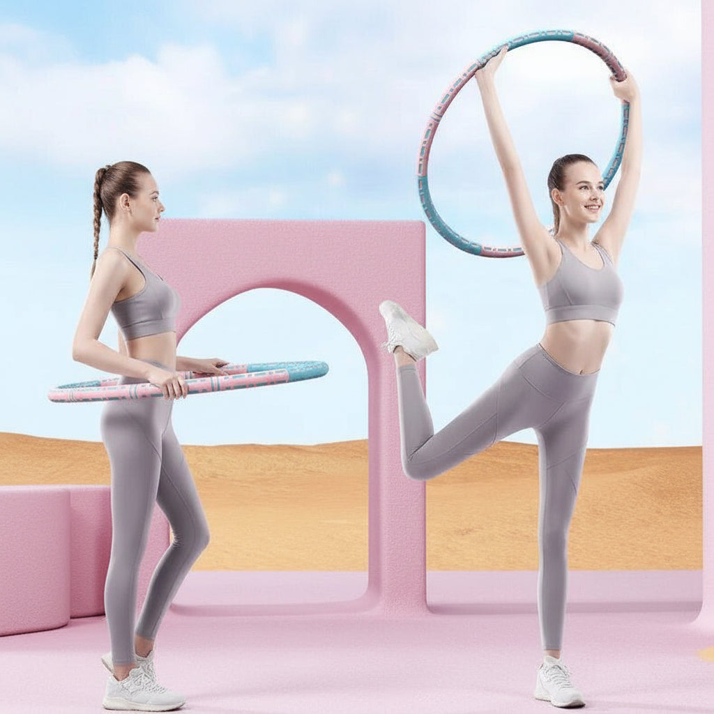exercising with hula hoops against 