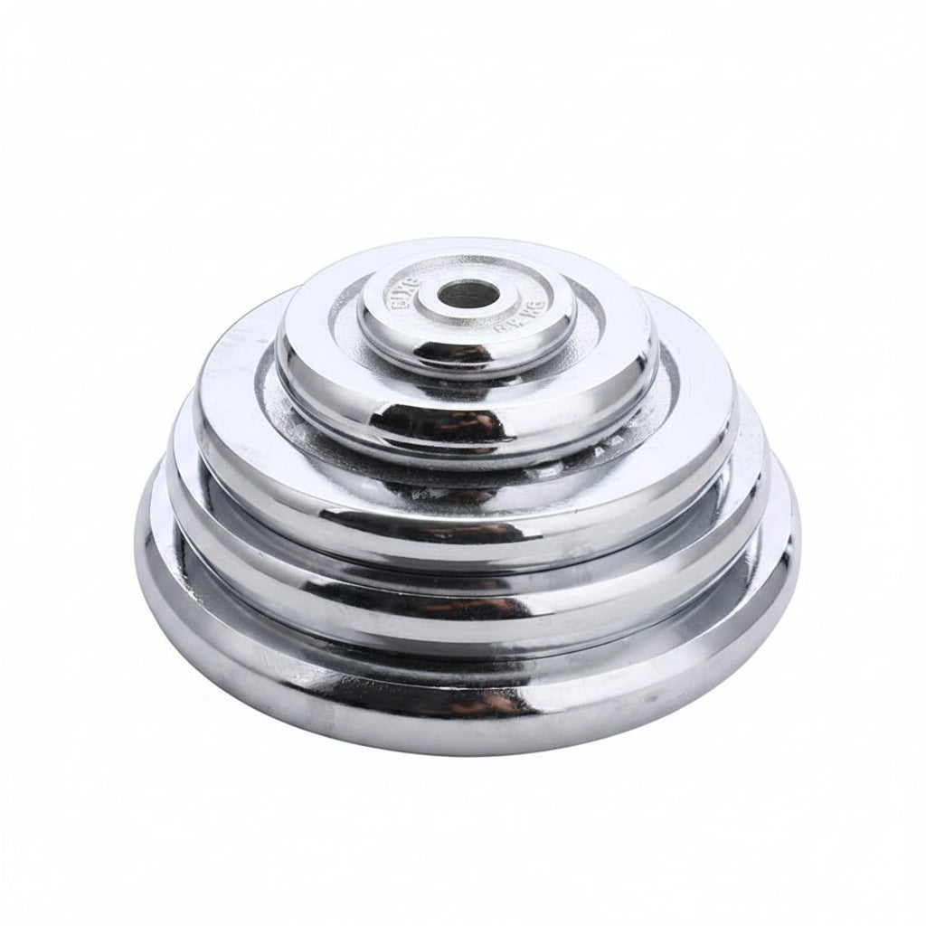 Chrome metal component on a white background