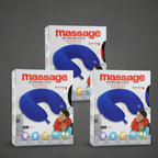 Three boxes of Massage Neck Massage Cushion with blue cushion on white background
