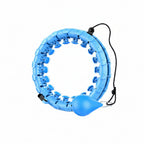Blue flexible ring with nodes and a handle on a white background