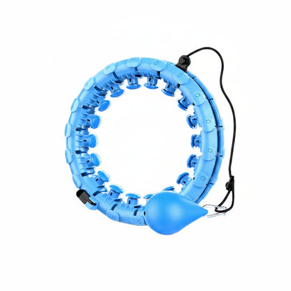 Blue flexible ring with nodes and a handle on a white background