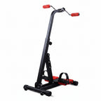 Black and red exercise bike stand on a white background