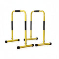 Yellow and black exercise bars on a white background